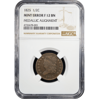 1825 Classic Head Half Cent (1/2c) Error - Medallic Alignment SLAB Image