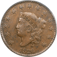 1826 Coronet Large Cent (1c) N-7 OGH Obverse Image