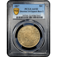 1827 Capped Bust Half Dollar (50c) O-114 Square Base 2 Obverse Slab Image