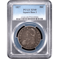 1827 Capped Bust Half Dollar (50c) Square Base 2 O-135 Obverse Slab Image