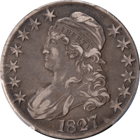 1827 Capped Bust Half Dollar (50c) Square Base 2 O-135 Obverse Image