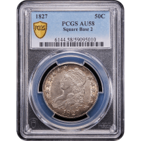 1827 Capped Bust Half Dollar (50c) Square Base 2 Obverse Slab Image