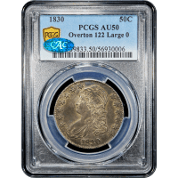 1830 Capped Bust Half Dollar (50c) O-122 Large 0 Obverse Slab Image