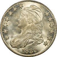 1830 Capped Bust Half Dollar (50c) Small 0 Obverse Image