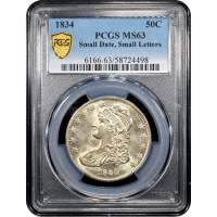 1834 Capped Bust Half Dollar (50c) Small Date Small Letters Obverse Slab Image