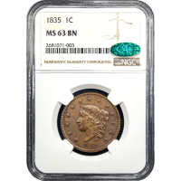 1835 Coronet Large Cent (1c) Head of 1836 Obverse Slab Image