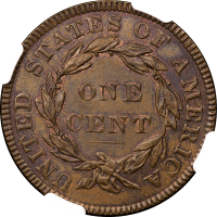 1835 Coronet Large Cent (1c) Head of 1836 Reverse Image