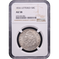 1836 Capped Bust Half Dollar (50c) Lettered Edge Obverse Slab Image