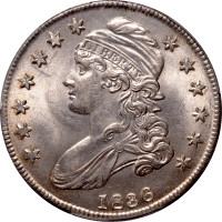 1836 Capped Bust Half Dollar (50c) Lettered Edge Obverse Image