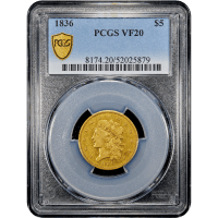 1836 Classic Head Gold Half Eagle ($5) SLAB Image