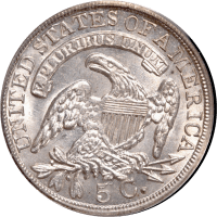 1837 Capped Busy Half Dime (H10C) Large 5C OGH Reverse Image