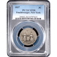 1837 Feuchtwanger Three Cents (3c) HT-262 SLAB Image