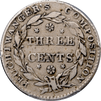 1837 Feuchtwanger Three Cents (3c) HT-262 REVERSE Image