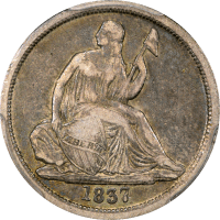 1837 Seated Liberty Dime (10c) No Stars, Large Date Obverse Image