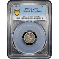 1837 Seated Liberty Half Dime (H10C) Seated Large Date SLAB Image