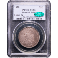 1838 Capped Bust Half Dollar (50c) Obverse Slab Image