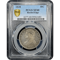 1838 Capped Bust Half Dollar (50c) Reeded Edge Obverse Slab Image