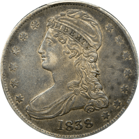 1838 Capped Bust Half Dollar (50c) Reeded Edge Obverse Image