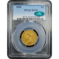 1838 Classic Head Gold Half Eagle ($5) Obverse Slab Image