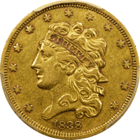 1838 Classic Head Gold Half Eagle ($5) Obverse Image