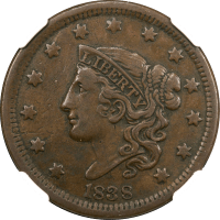 1838 Coronet Large Cent (1c) Obverse Image