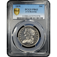 1838 Pattern Half Dollar (50c) J-73 Restrike Obverse Slab Image