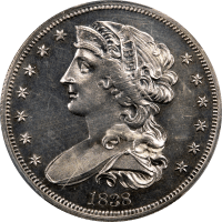 1838 Pattern Half Dollar (50c) J-73 Restrike Obverse Image