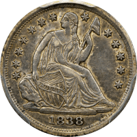 1838 Seated Liberty Half Dime (H10C) No Drapery, Large Stars Obverse Image