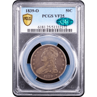1839-O Capped Bust Half Dollar (50c) Obverse Slab Image