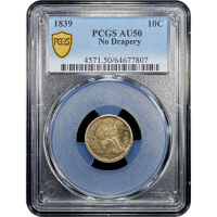1839 Seated Liberty Dime (10c) No Drapery SLAB Image