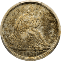 1839 Seated Liberty Dime (10c) No Drapery OBVERSE Image