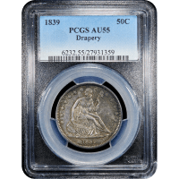 1839 Seated Liberty Half Dollar (50c) Drapery Obverse Slab Image