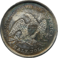 1839 Seated Liberty Half Dollar (50c) Drapery Reverse Image