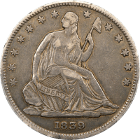 1839 Seated Liberty Half Dollar (50c) Drapery Obverse Image