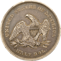 1839 Seated Liberty Half Dollar (50c) Drapery Reverse Image