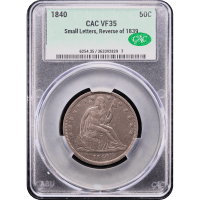 1840 Seated Liberty Half Dollar (50c) Small Letters Obverse Slab Image