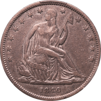 1840 Seated Liberty Half Dollar (50c) Small Letters Obverse Image