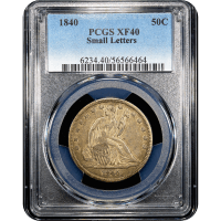 1840 Seated Liberty Half Dollar (50c) Small Letters Obverse Slab Image