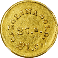 1842-50 A. Bechtler Gold Dollar (G$1) 27G Plain Edge Obverse Image