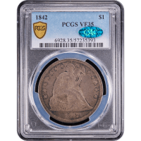 1842 Seated Liberty Dollar ($1) Obverse Slab Image