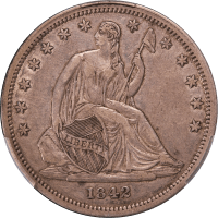 1842 Seated Liberty Half Dollar (50c) Small Date, Rev of 1842 Obverse Image