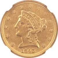 1843-D Small D Liberty Gold Quarter Eagle ($2.50) Obverse Image