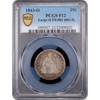 1843-O Seated Liberty Quarter (25c) Large O Obverse Slab Image