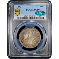 1843 Seated Liberty Half Dollar (50c) Obverse Slab Image