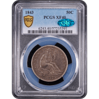 1843 Seated Liberty Half Dollar (50c) Obverse Slab Image