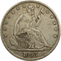 1843 Seated Liberty Half Dollar (50c) OBVERSE Image