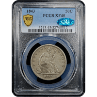 1843 Seated Liberty Half Dollar (50c) SLAB Image
