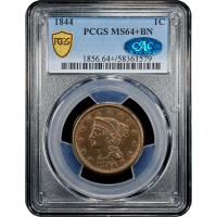 1844 Braided Hair Large Cent (1c) SLAB Image
