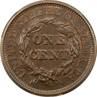 1844 Braided Hair Large Cent (1c) REVERSE Image