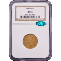 1845-D Liberty Gold Half Eagle ($5) Obverse Slab Image